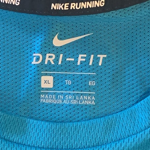 Nike Dri-Fit Athletic T-Shirt Men's XL Turquoise Short Sleeve Casual Running - Picture 5 of 9